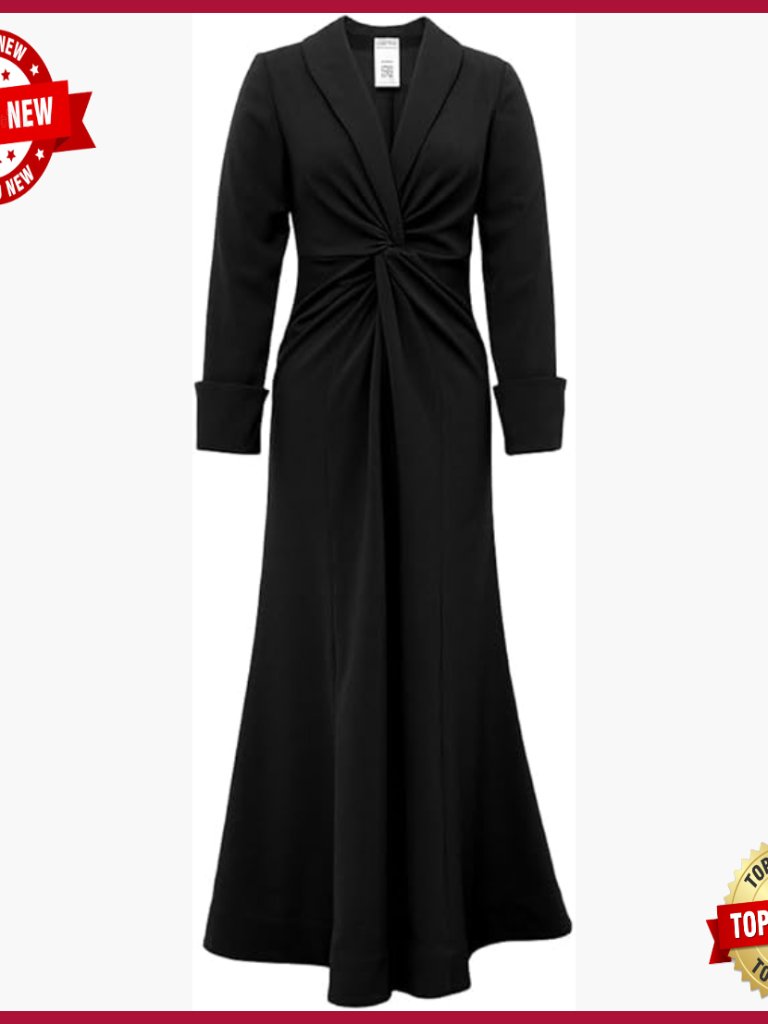 Twist-Front Maxi Coat With Fishtail Hem, Long Sleeve, Tie Closure, Lightweight